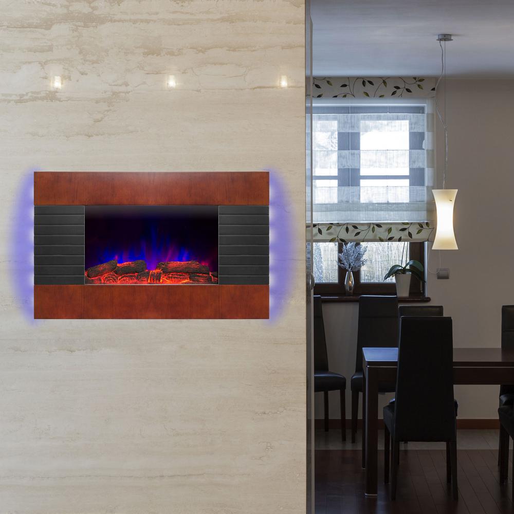 AKDY 36 in. Wall Mount Electric Fireplace Heater in Wooden Brown with