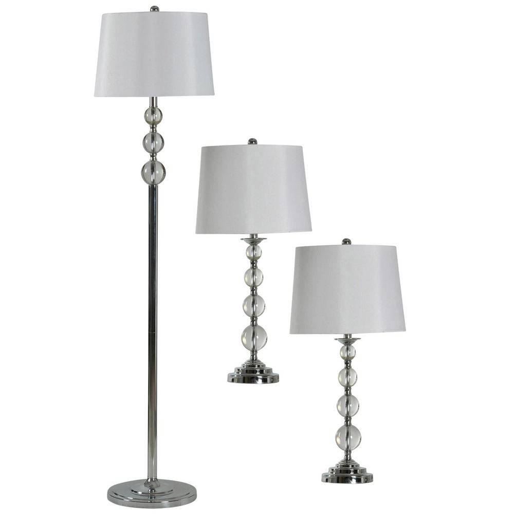 Stylecraft 59 In Authentic Crystal Lamp Set 3 Piece