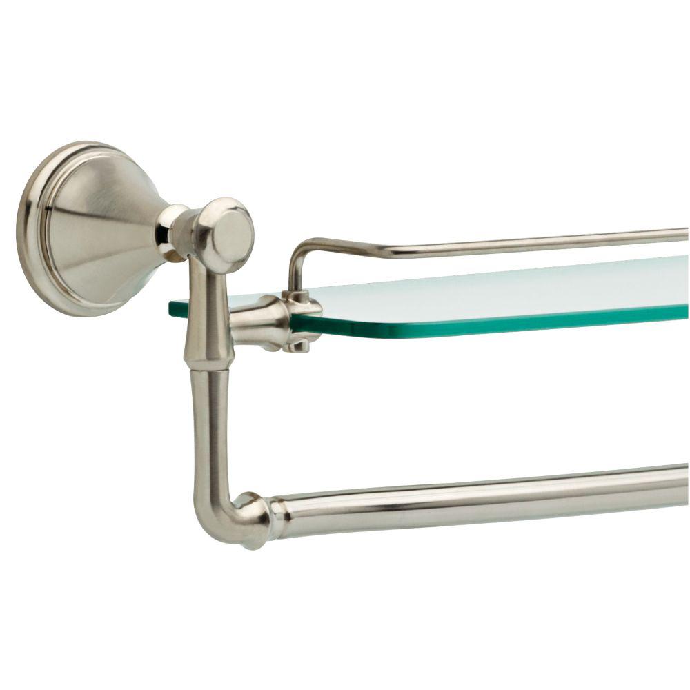 Delta Cassidy 24 in Glass Bathroom Shelf with Towel Bar in Chrome 79711