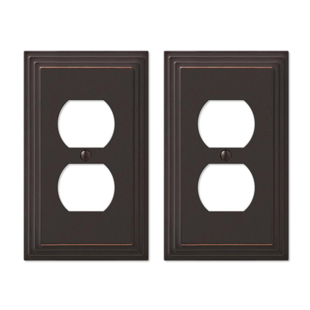 Rustic Brass Amerelle 84DDRB Steps Cast Metal Double Duplex Wallplate