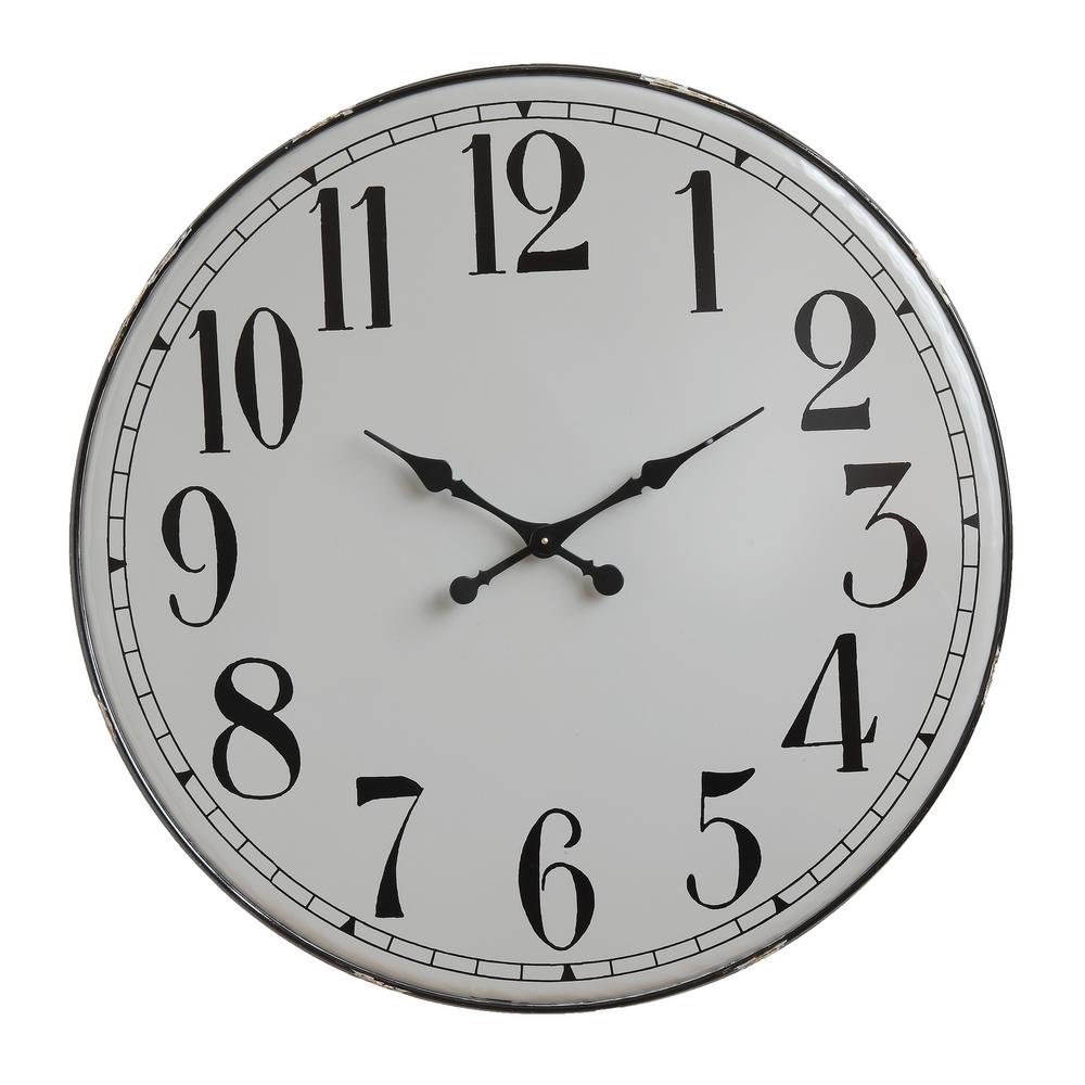 Grey Round Metal Wall Clock