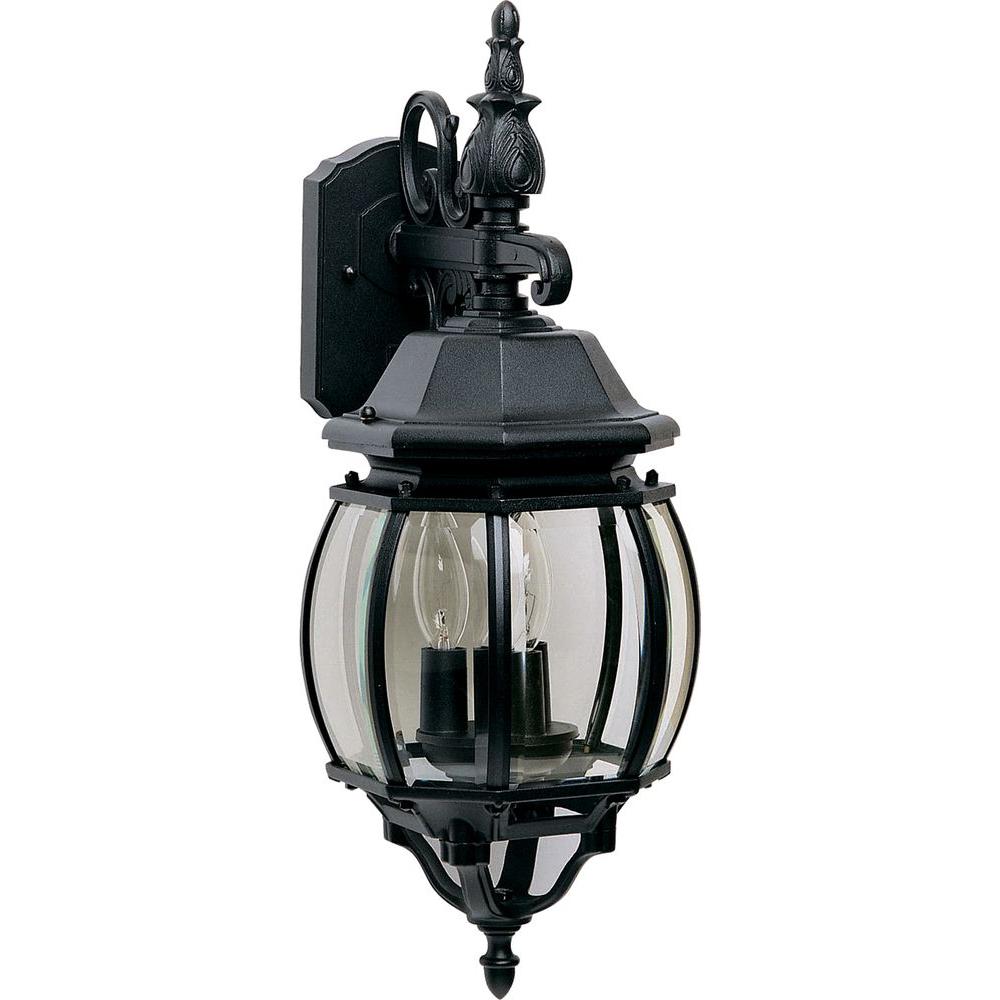 Glomar 3-Light White Wall Lantern Outdoor Candelabra Base Durably Crafted Metal