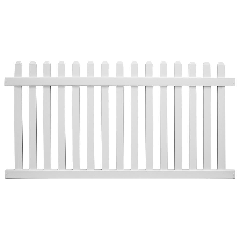 Weatherables Chelsea 5 Ft H X 6 Ft W White Vinyl Picket Fence Panel