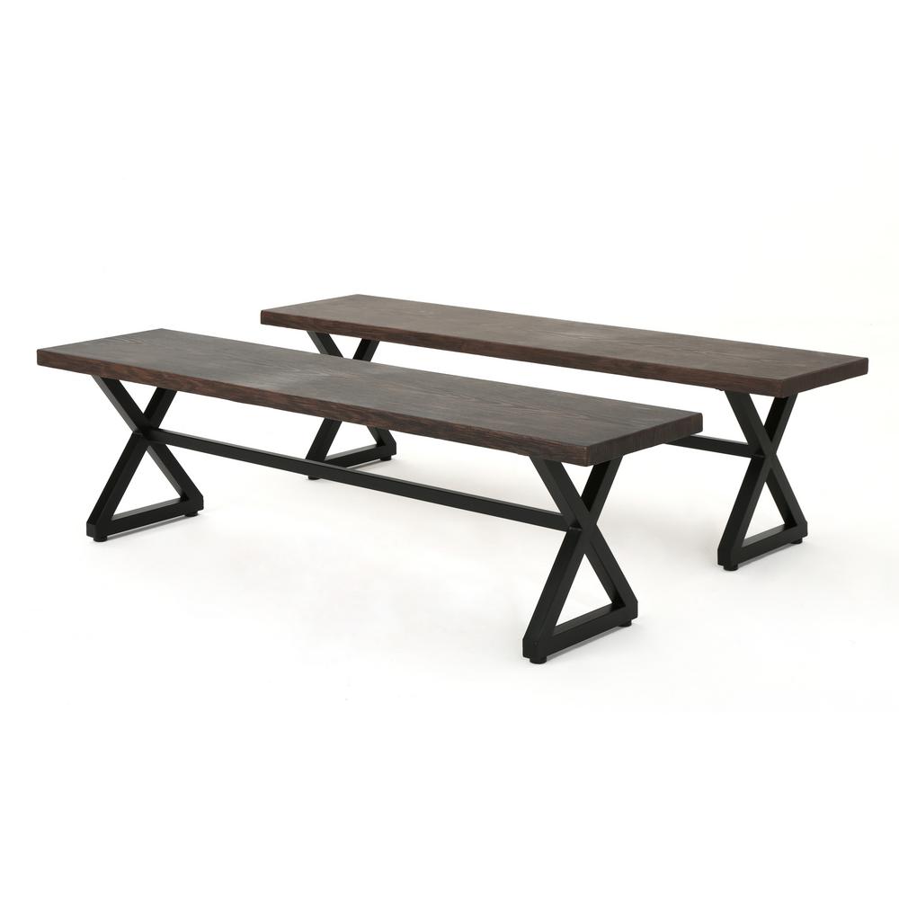 Noble House Rolando Brown Aluminum Outdoor Bench 17736 The Home Depot