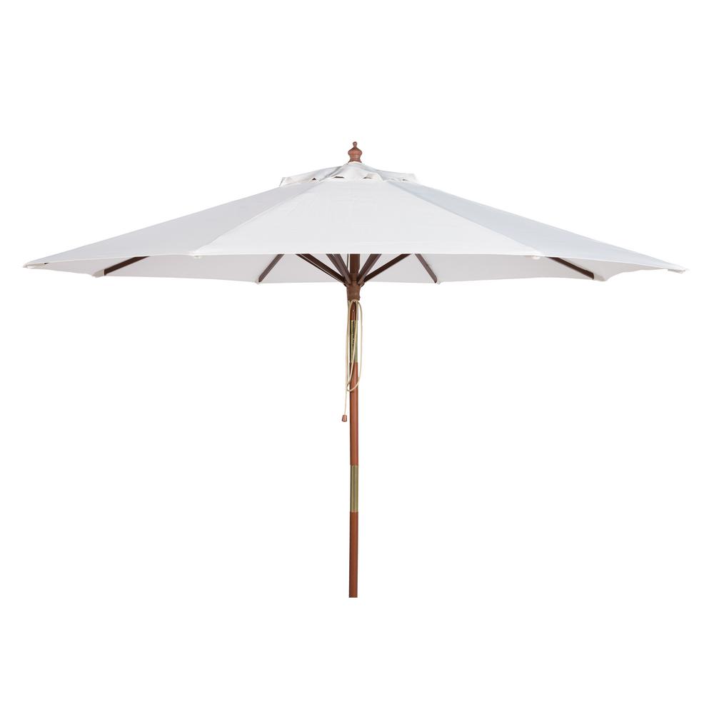 Safavieh Cannes 9 Ft Wood Market Patio Umbrella In White Pat8009e The Home Depot