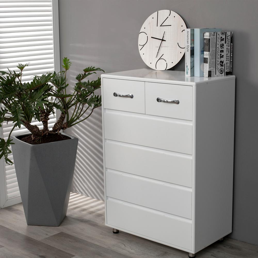 Harper Bright Designs White Modern 6 Drawer Dresser W28203339