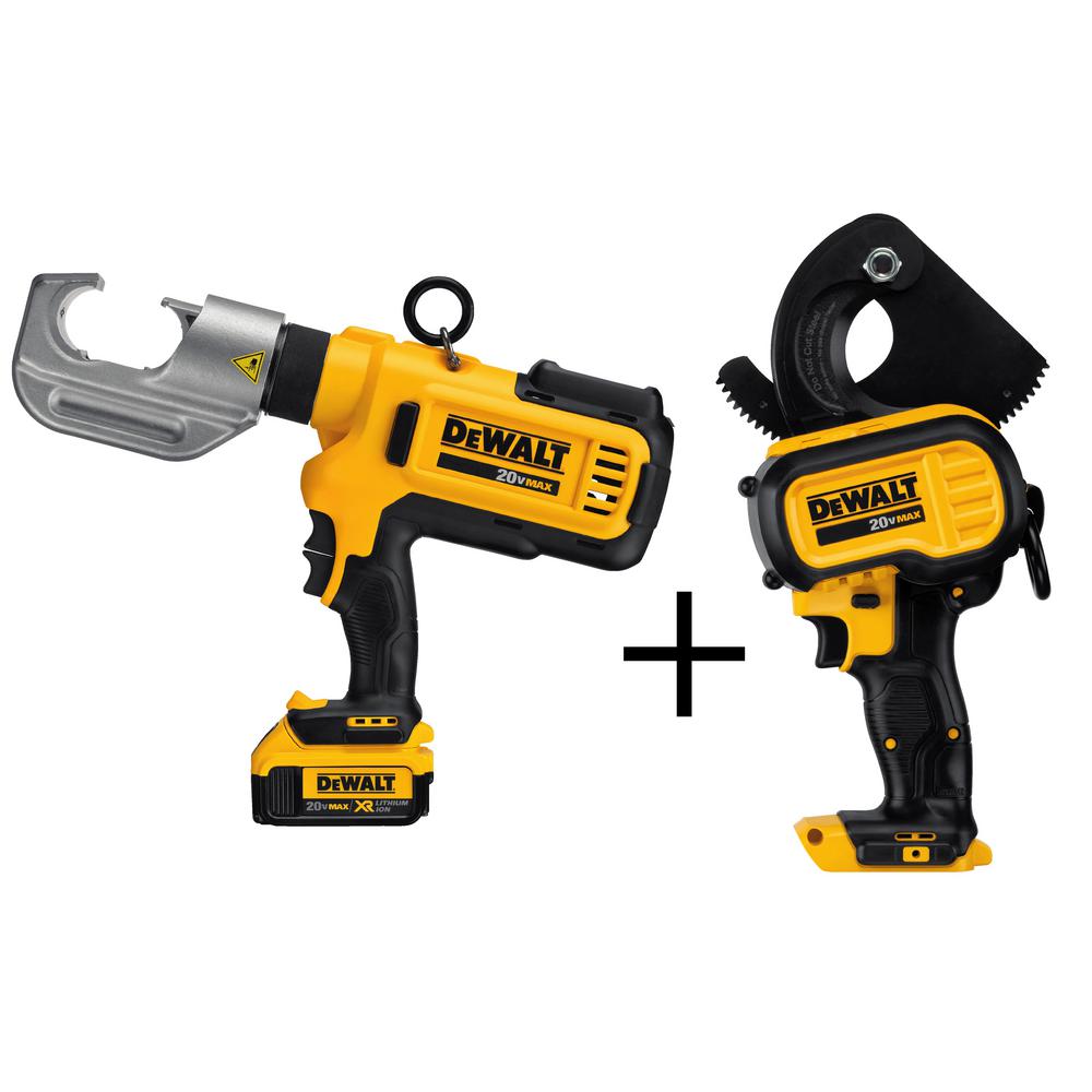 DEWALT 20Volt MAX LithiumIon Cordless Cable Crimping Tool Kit with (2