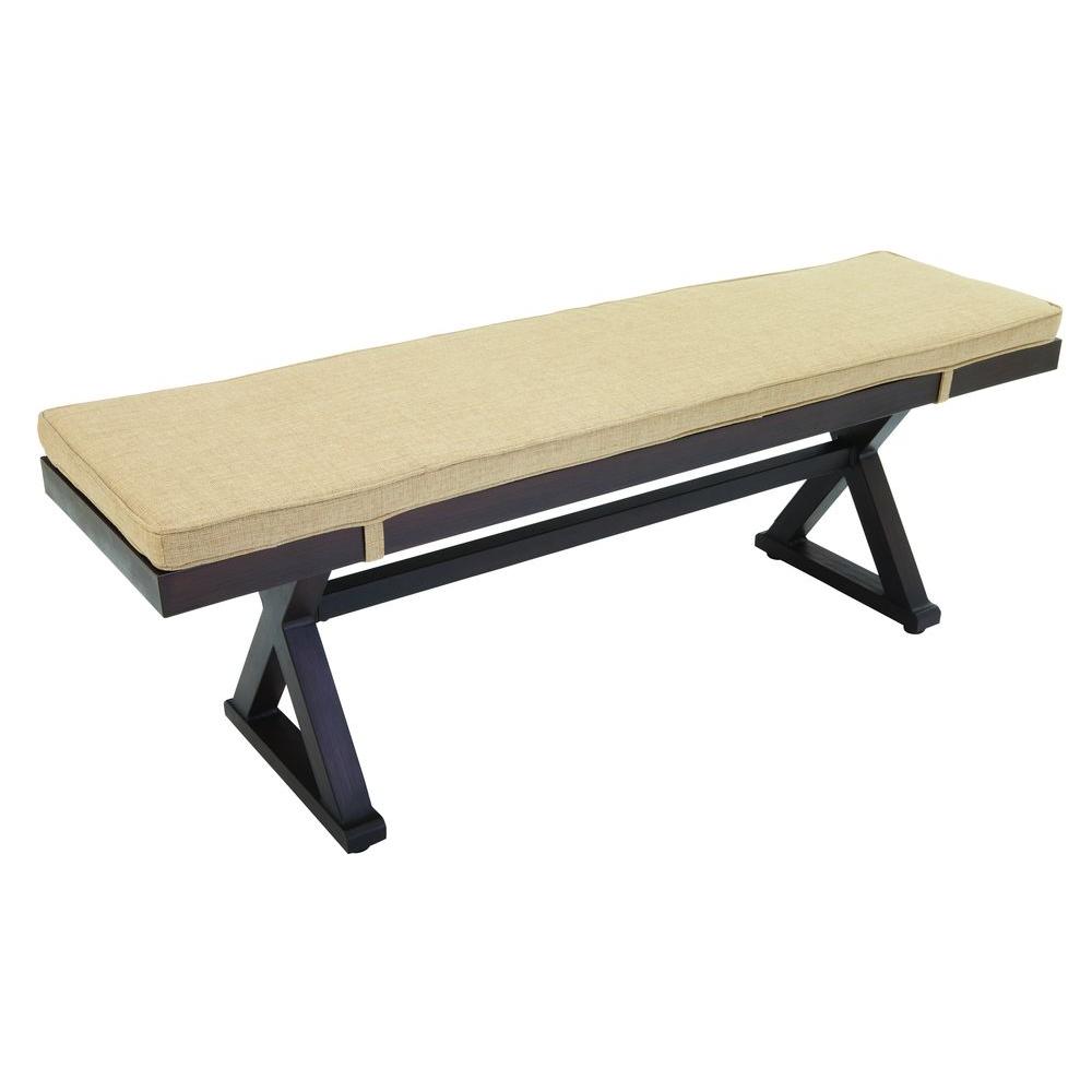 Hampton Bay Woodbury Wood Outdoor Patio Bench With Textured Sand