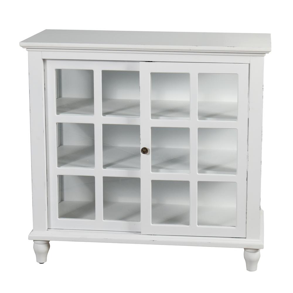 Stylecraft Archer Ridge Distressed White Sliding Door Cabinet