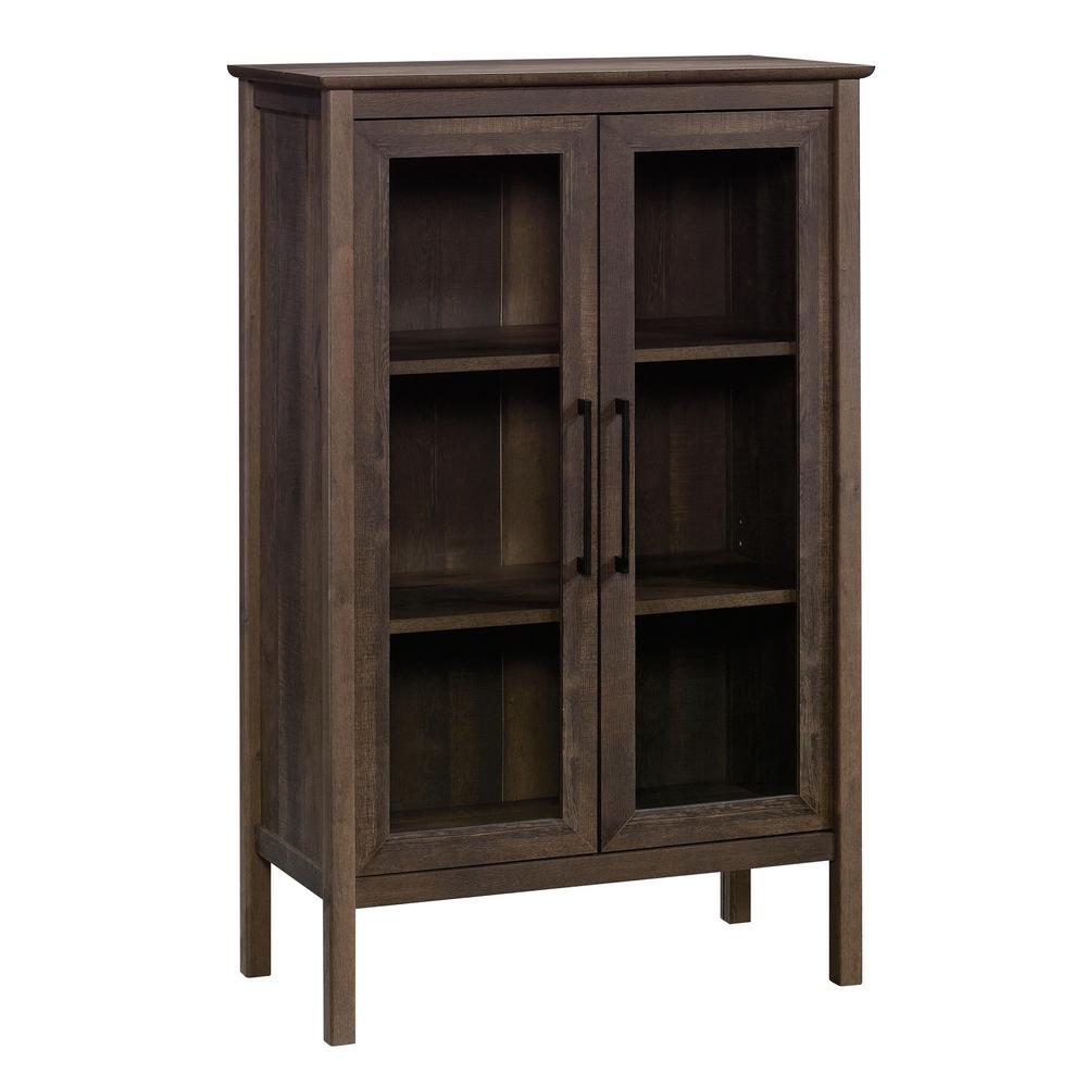 Sauder Anda Norr Smoked Oak Accent Storage Cabinet 423353 The Home Depot