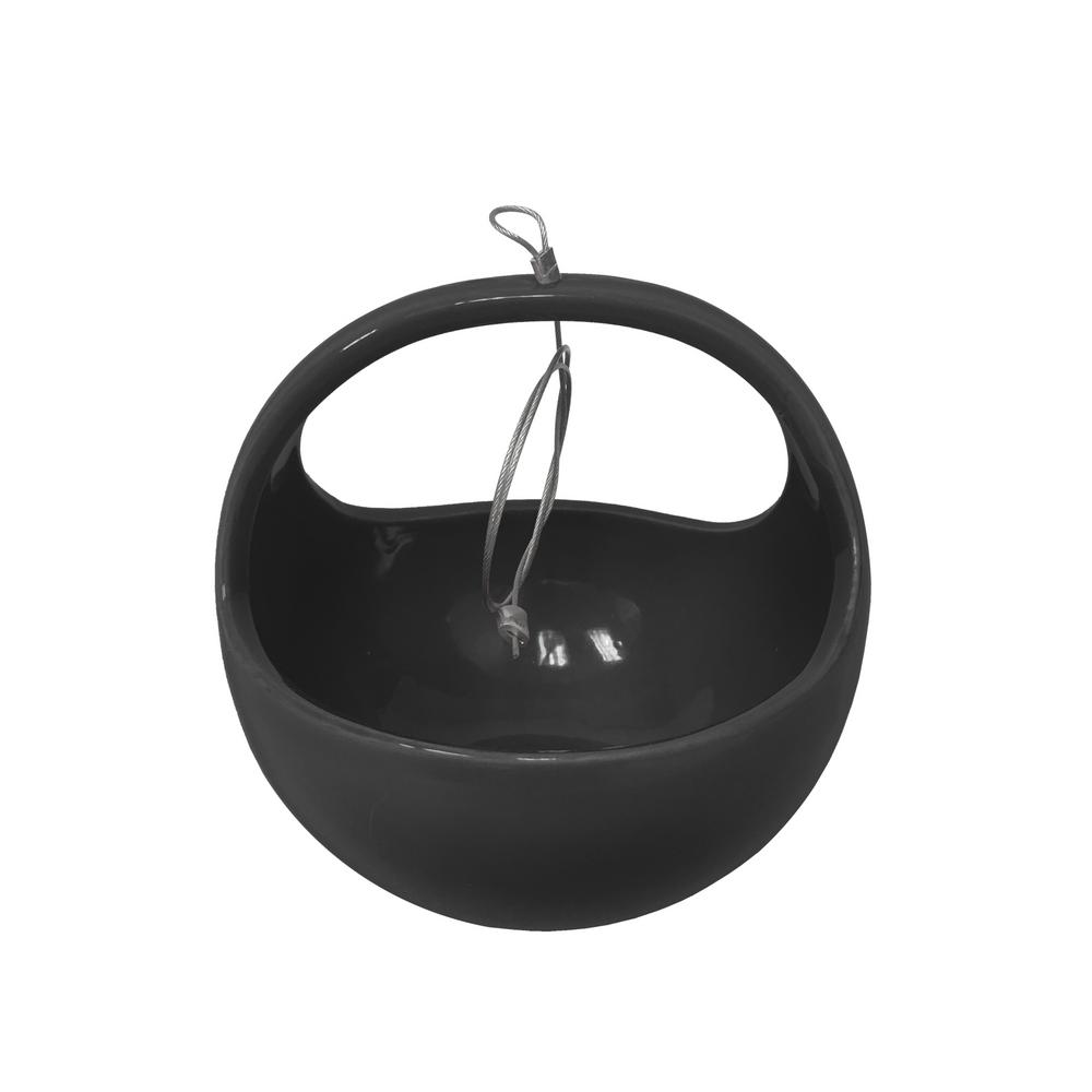 Arcadia Garden Products Basket 41/2 in. x 41/2 in. Black Ceramic