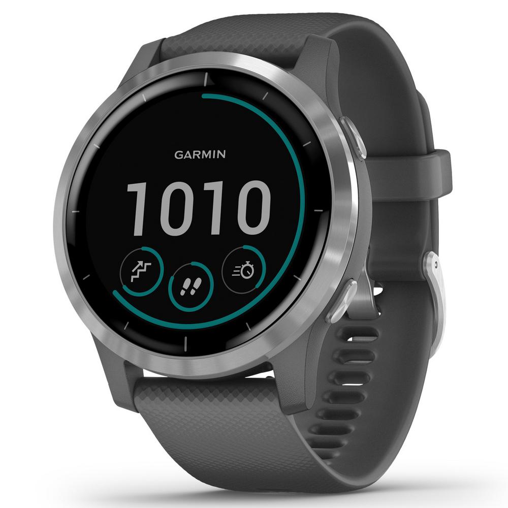 Garmin vivoactive 4 GPS Smart Watch in Silver Stainless Steel Bezel with Shadow Gray Case and Silicone Band was $349.99 now $269.99 (23.0% off)