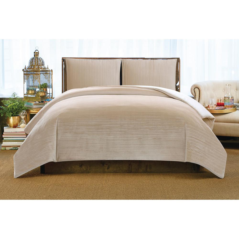 Siriano Crinkle Velvet Champagne King Comforter Set Siriano Crinkle Velvet Champagne King Comforter Set