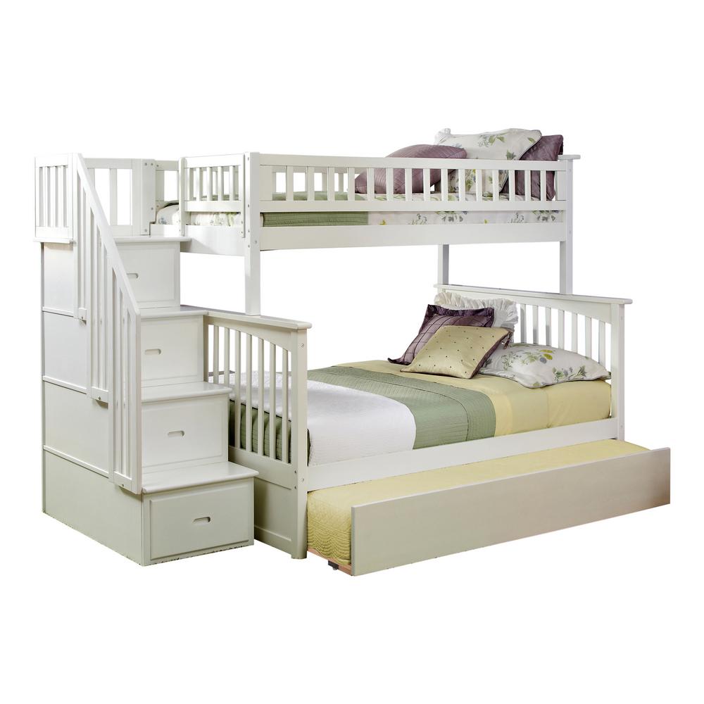 Atlantic Furniture Columbia Twin Over Full Bunk Bed Beds Atlantic Columbia Staircase White Twin Over Full Bunk Bed