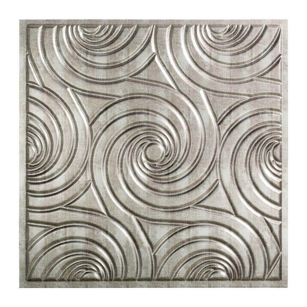 Fasade Typhoon 2 Ft X 2 Ft Vinyl Lay In Ceiling Tile In Crosshatch Silver