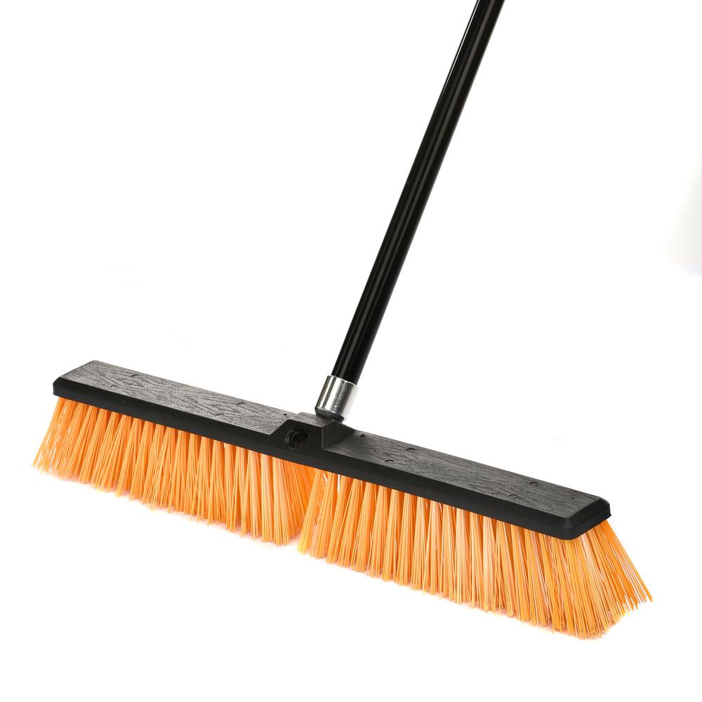 Alpine Industries 24 in. Orange Indoor Outdoor Rough Surface Push Broom460243 The Home Depot