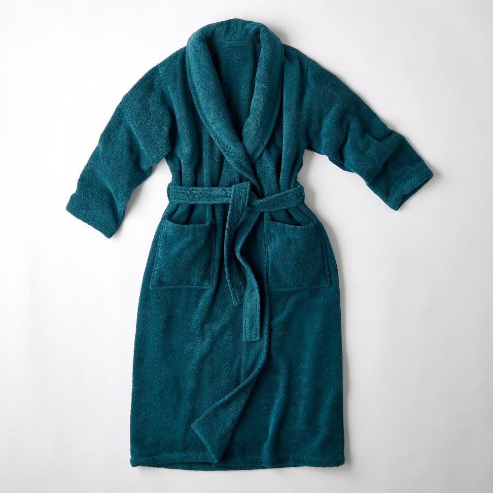 The Company Store Women's Medium Deep Teal Turkish Cotton Long Robe