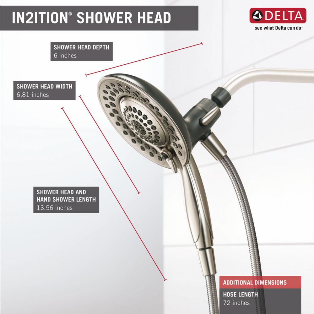 Delta In2ition Two In One 5 Spray 68 In Dual Wall Mount Fixed And Handheld Shower Head In 6418