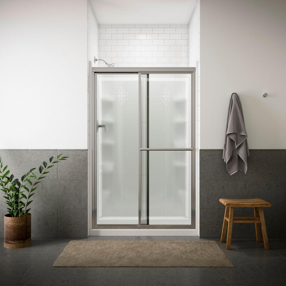 STERLING Deluxe 487/8 in. x 70 in. Framed Sliding Shower Door in Matte Silver with Handle