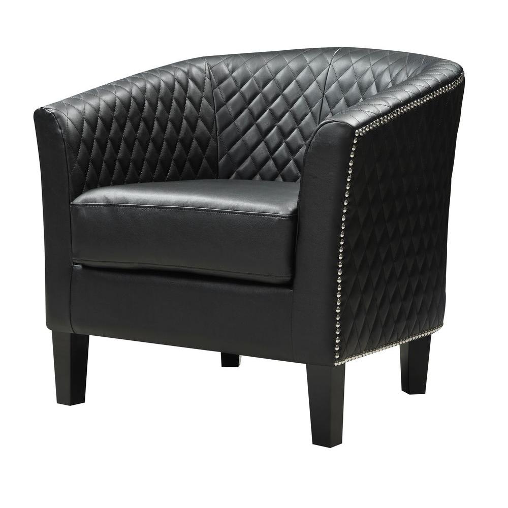 UPC 605876239693 product image for Leather Accent Dining Chair with Arms in Black | upcitemdb.com
