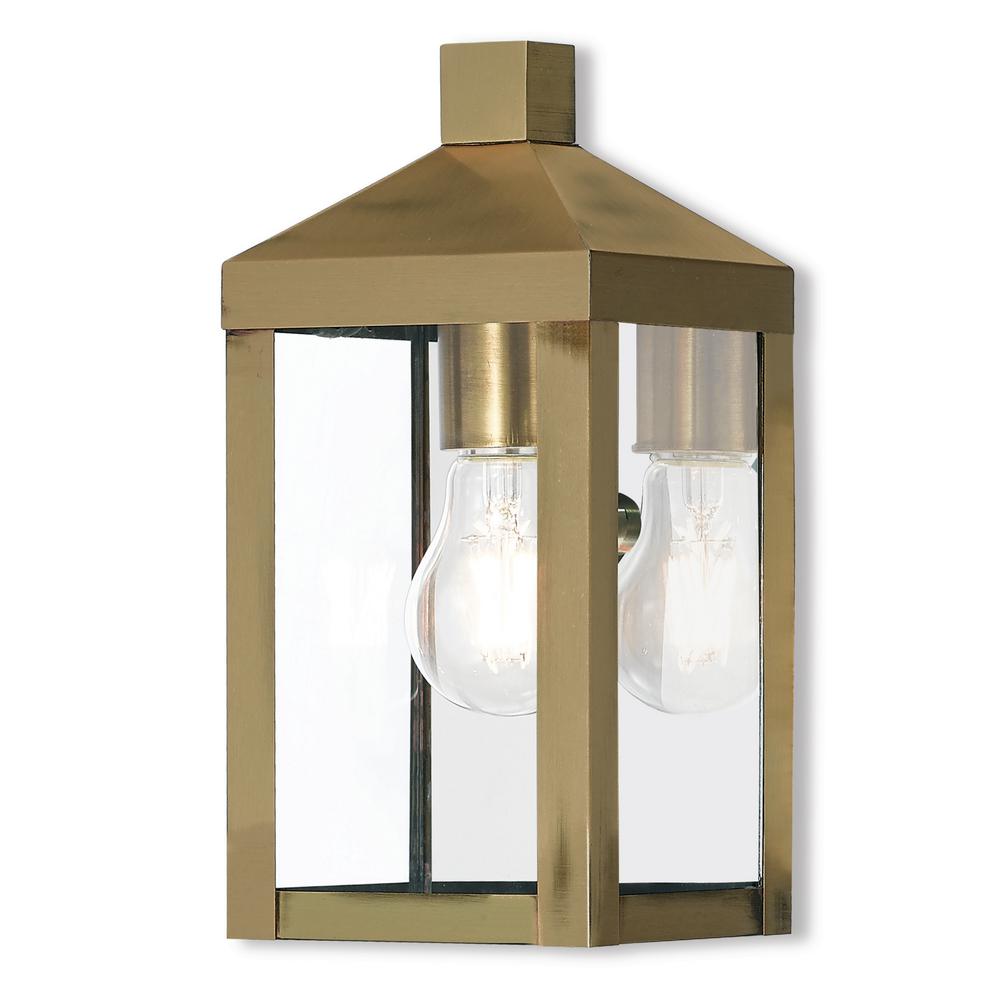 Livex Lighting Nyack 1 Light Antique Brass Outdoor Wall Mount Livex Lighting Nyack 1 Light Antique Brass Outdoor Wall Mount Lantern