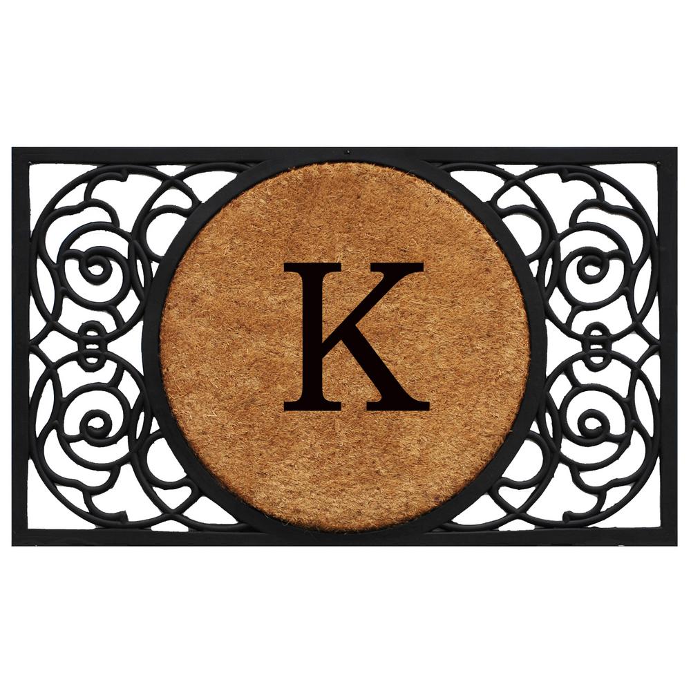 Home & More Armada Circle 18 in. x 30 in. Monogram K Door Mat