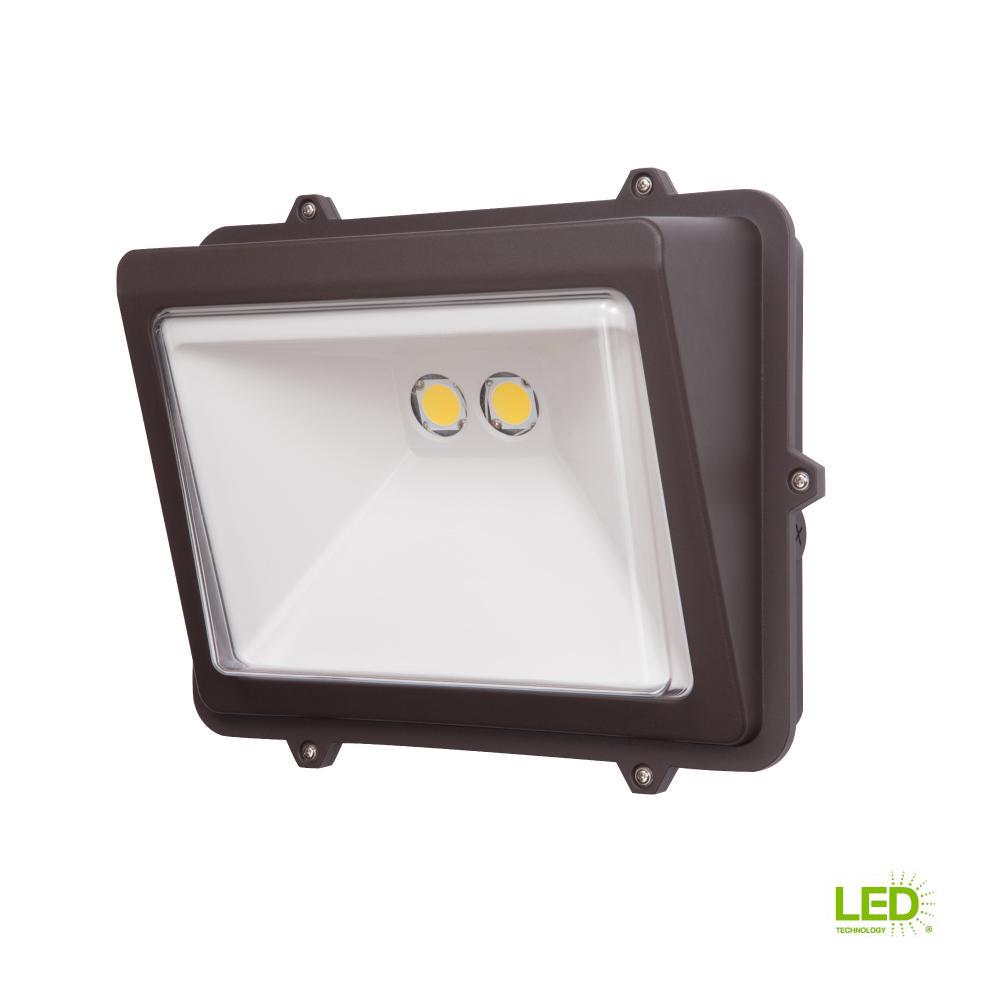 Wall Packs Outdoor Mounted Lighting The 76 Watt Bronze Outdoor Integrated Led Wall Pack Light With Switch Control