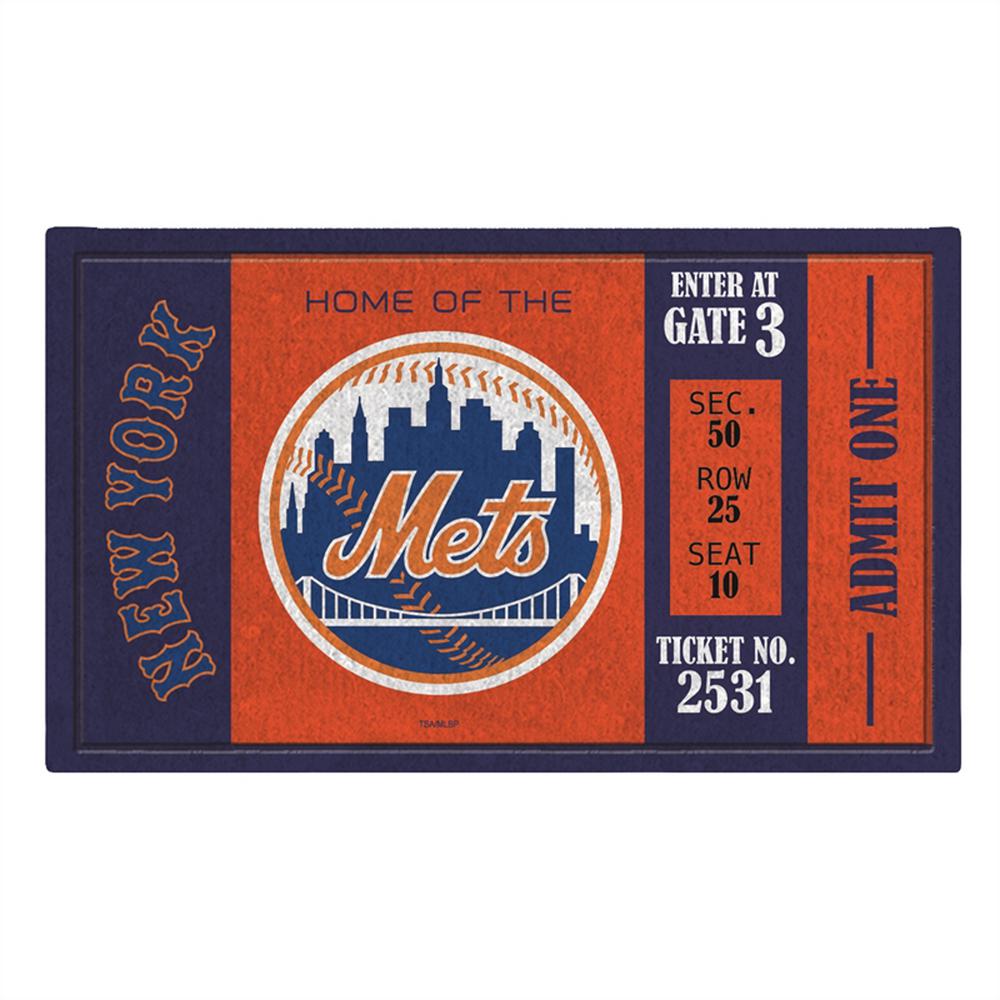 Multi Plastic Door Mats The Home Depot New Team Sports America York Mets 30 In X 18 Vinyl Indoor Outdoor Turf Floor Mat