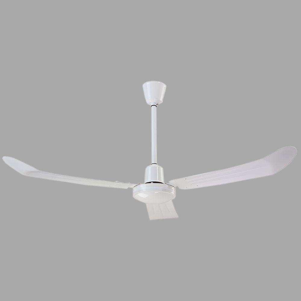 Industrial 56 In Indoor Loose Wire White Ceiling Fan With 3 Metal Blades And 16 In Downrod