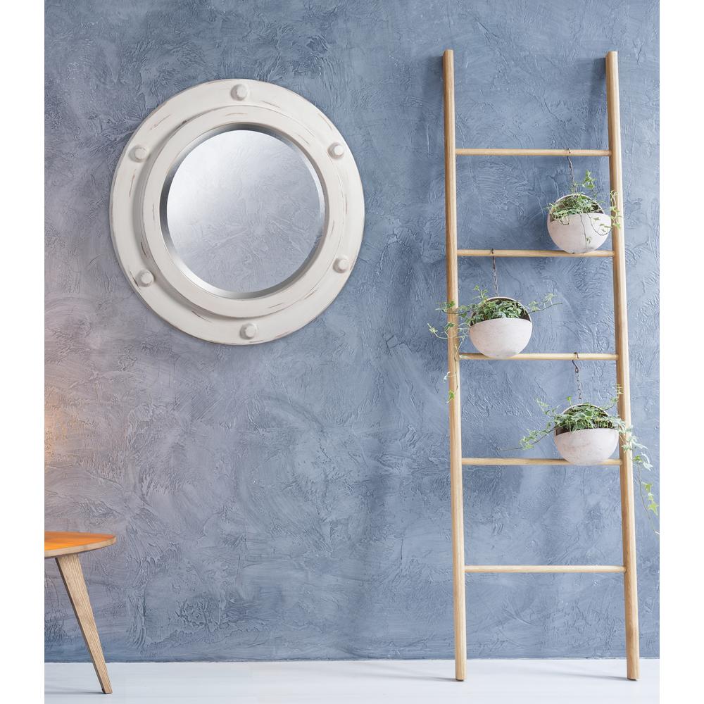Portside Round White Decorative Wall Mirror