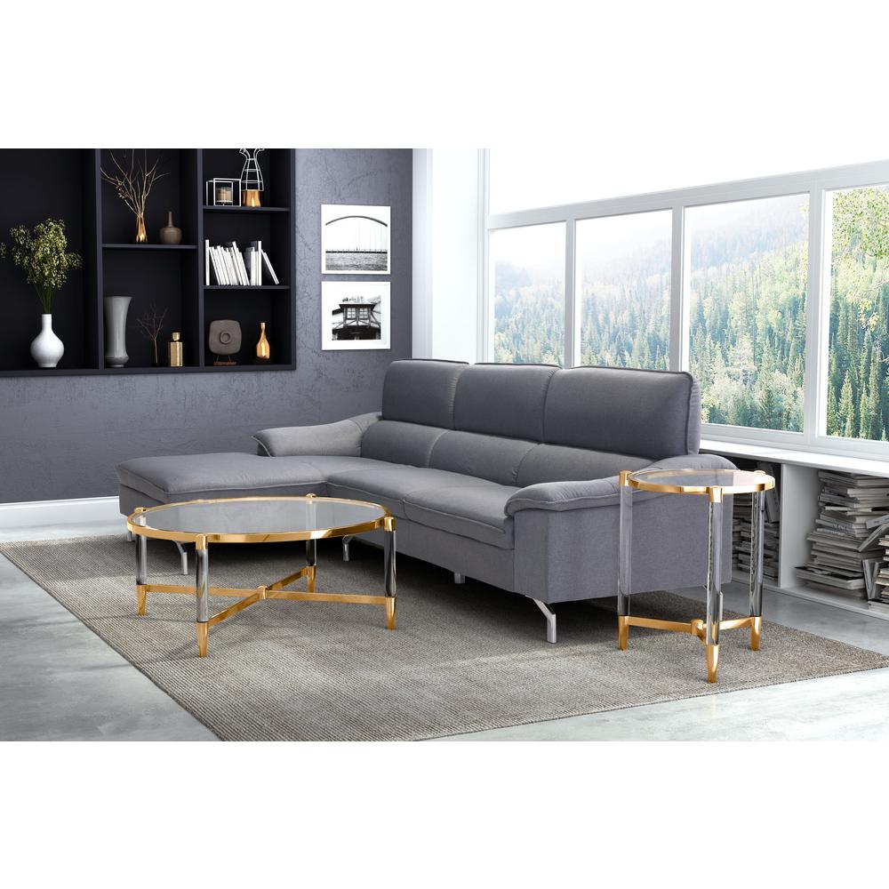 Nicole Miller Catalina Gold Coffee Table with Glass Top NCT12625GDHD