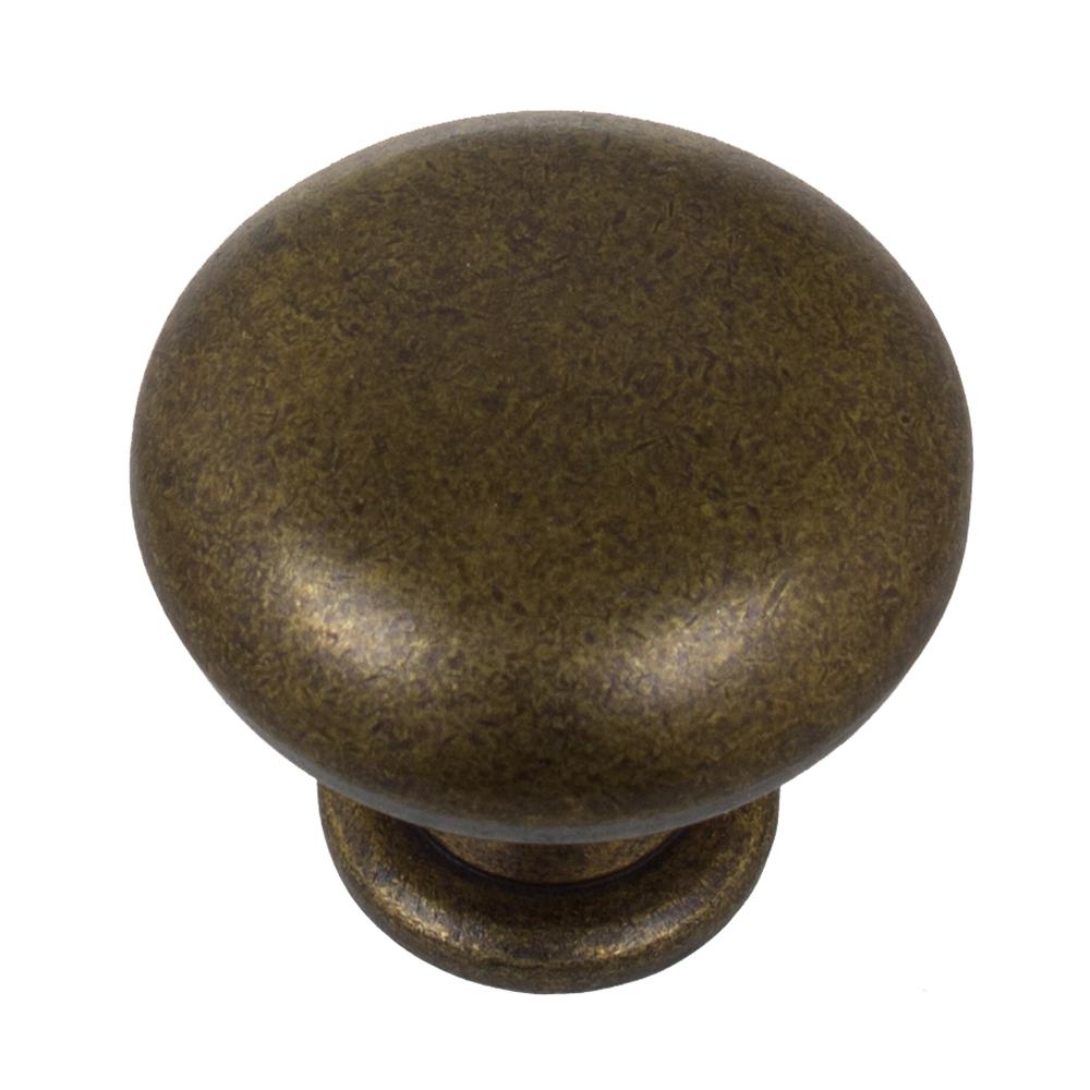 GlideRite 1.125 In. Solid Classic Round Cabinet Knobs, Antique Brass Pack Of 25