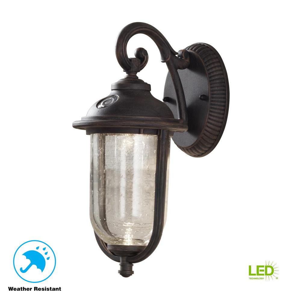 Hampton Bay Perdido Rustic Bronze Outdoor Integrated LED 6 in. Wall