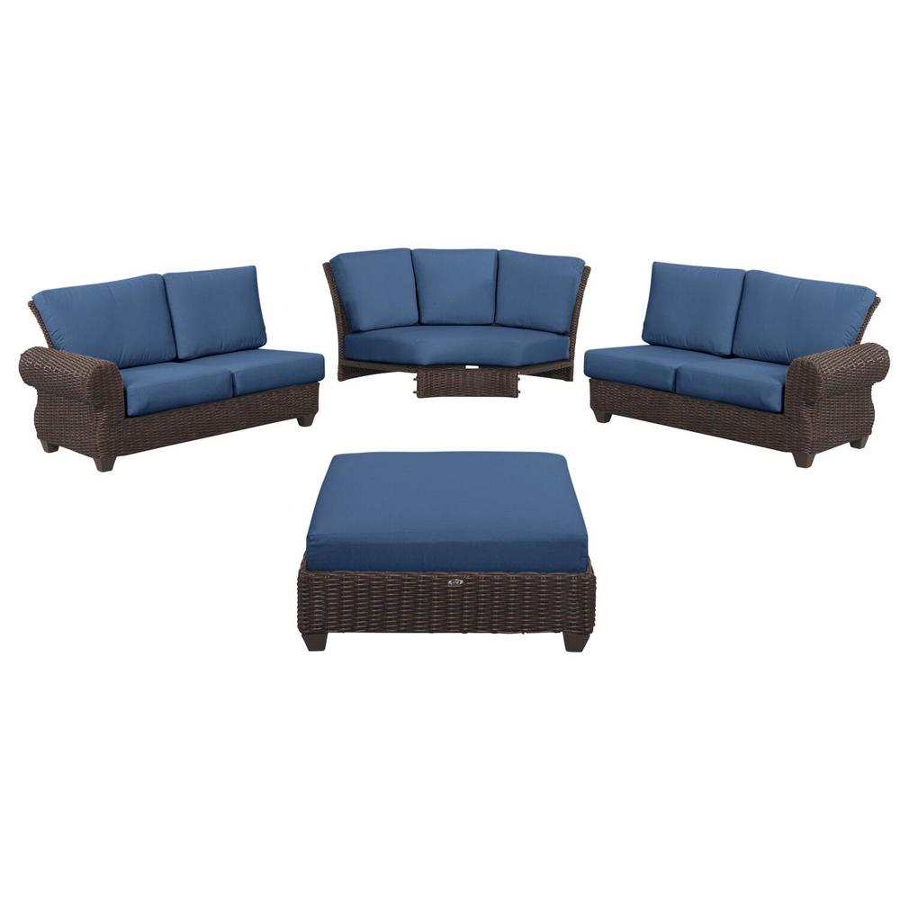 Hampton Bay Mill Valley 4-Piece Brown Wicker Outdoor Patio ...