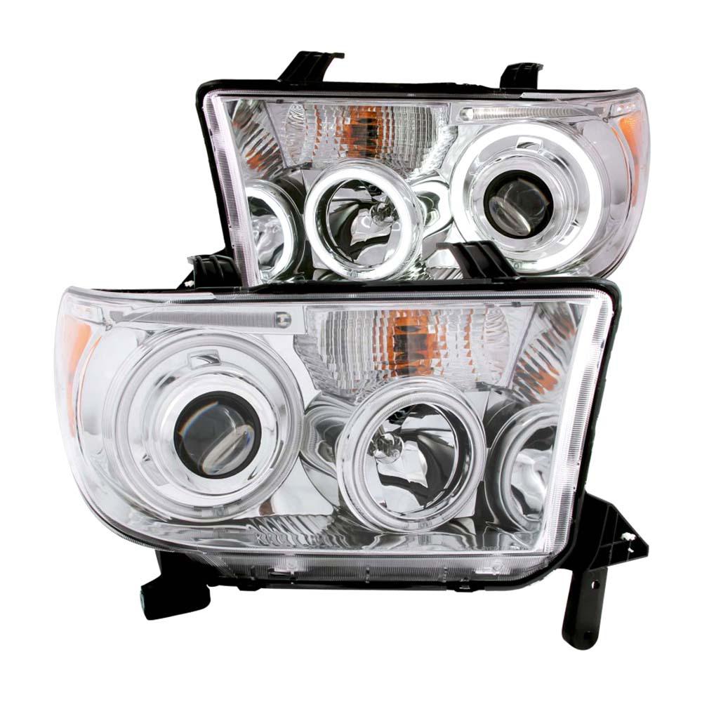 ANZO USA 2007-2013 Toyota Tundra Projector Headlights w/ Halo Chrome ...