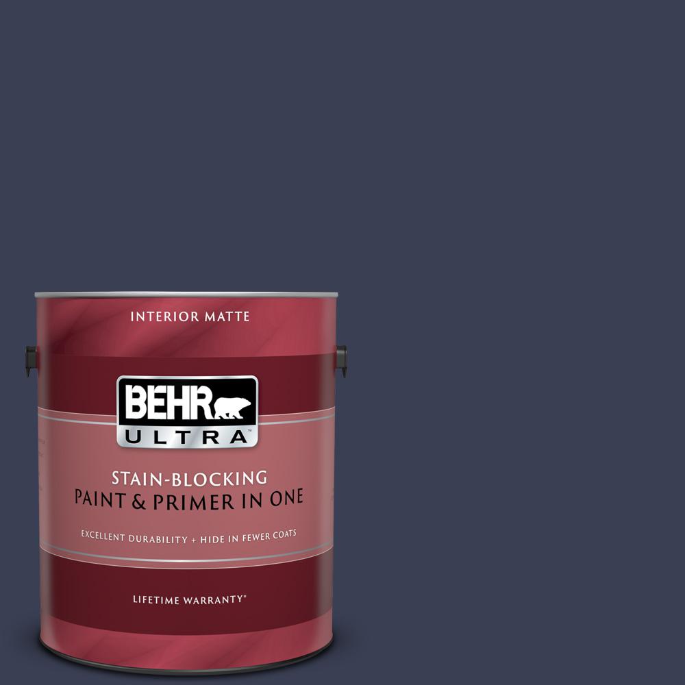 Behr Ultra 1 Gal Home Decorators Collection Hdc Cl 26a Indigo Ink Matte Interior Paint Primer