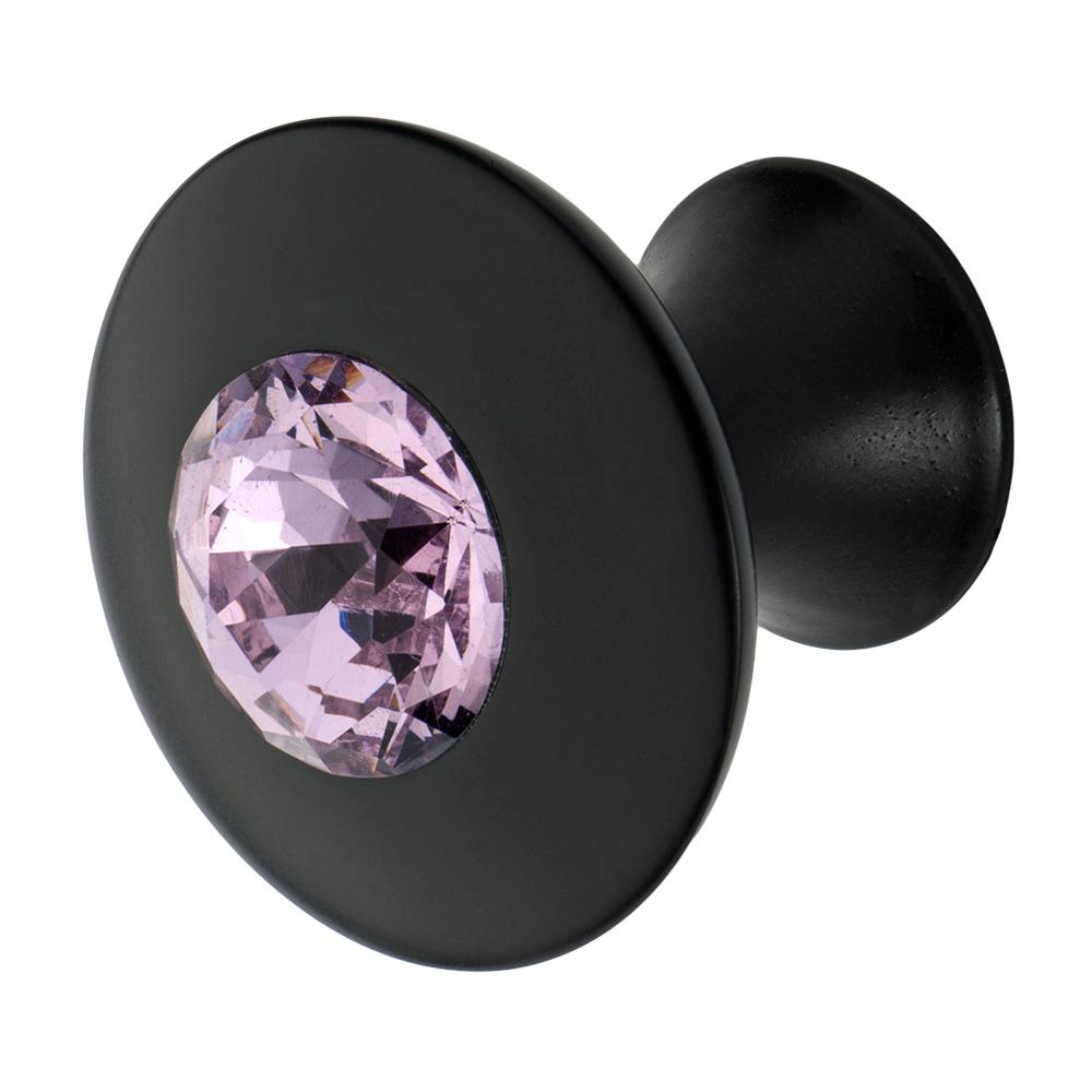Wisdom Stone Felicia 11/4 in. Black with Pink Crystal Knob