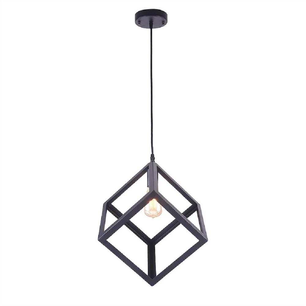 Urbanflip Industrial 1 Light Matte Black Square Shape Pendant