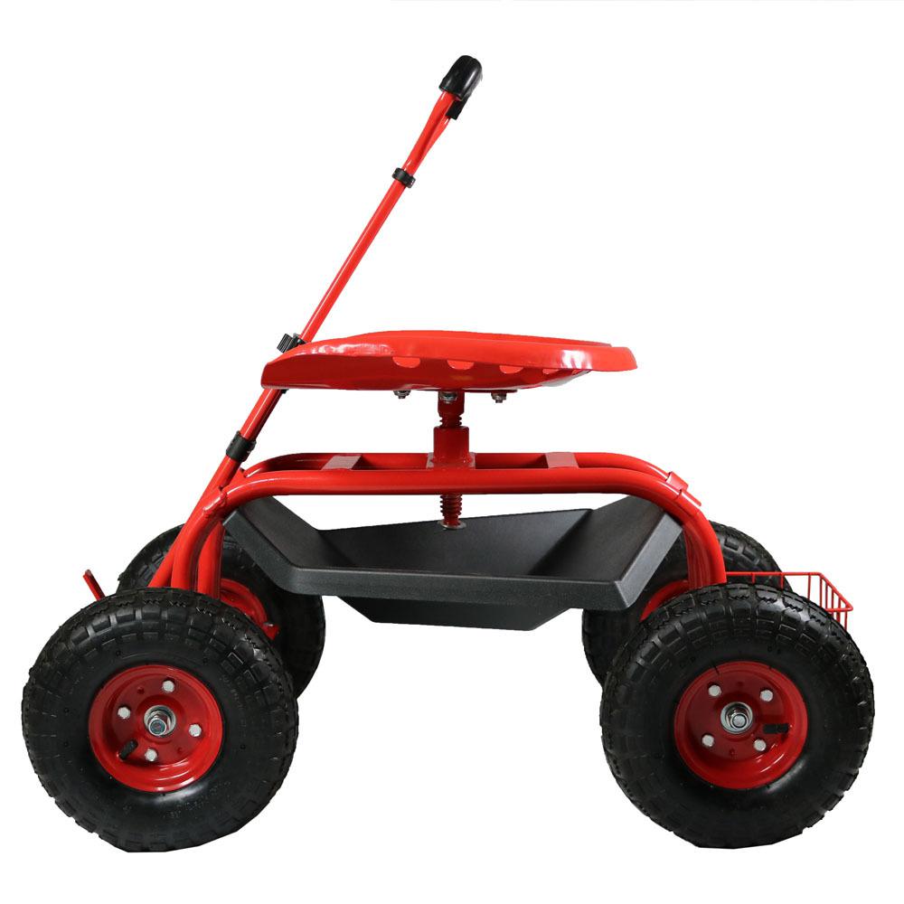 Sunnydaze Decor Red Steel Rolling Garden Cart With Extendable