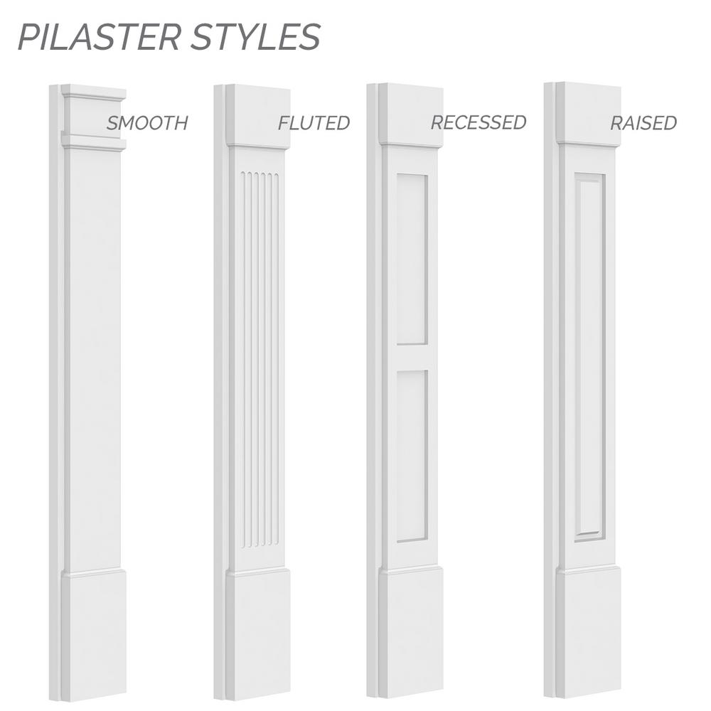 12W x 120H x 2P Factory Primed Ekena Millwork PILP12X120DRP02-2 Two Equal Raised Panel PVC Pilaster w//Decorative Capital /& Base Pair