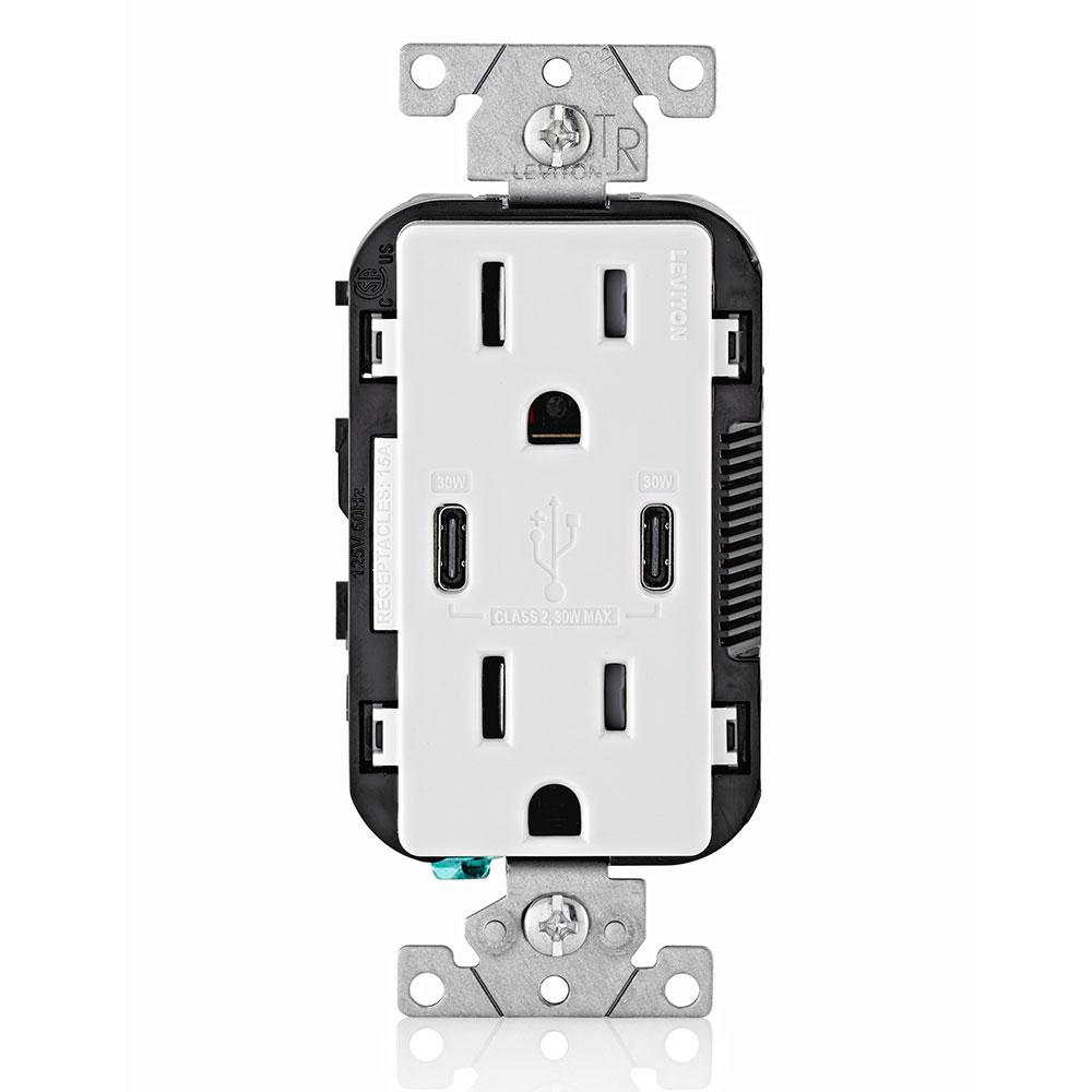 Leviton 30Watt 6 Amp USB Dual TypeC with Power Delivery InWall
