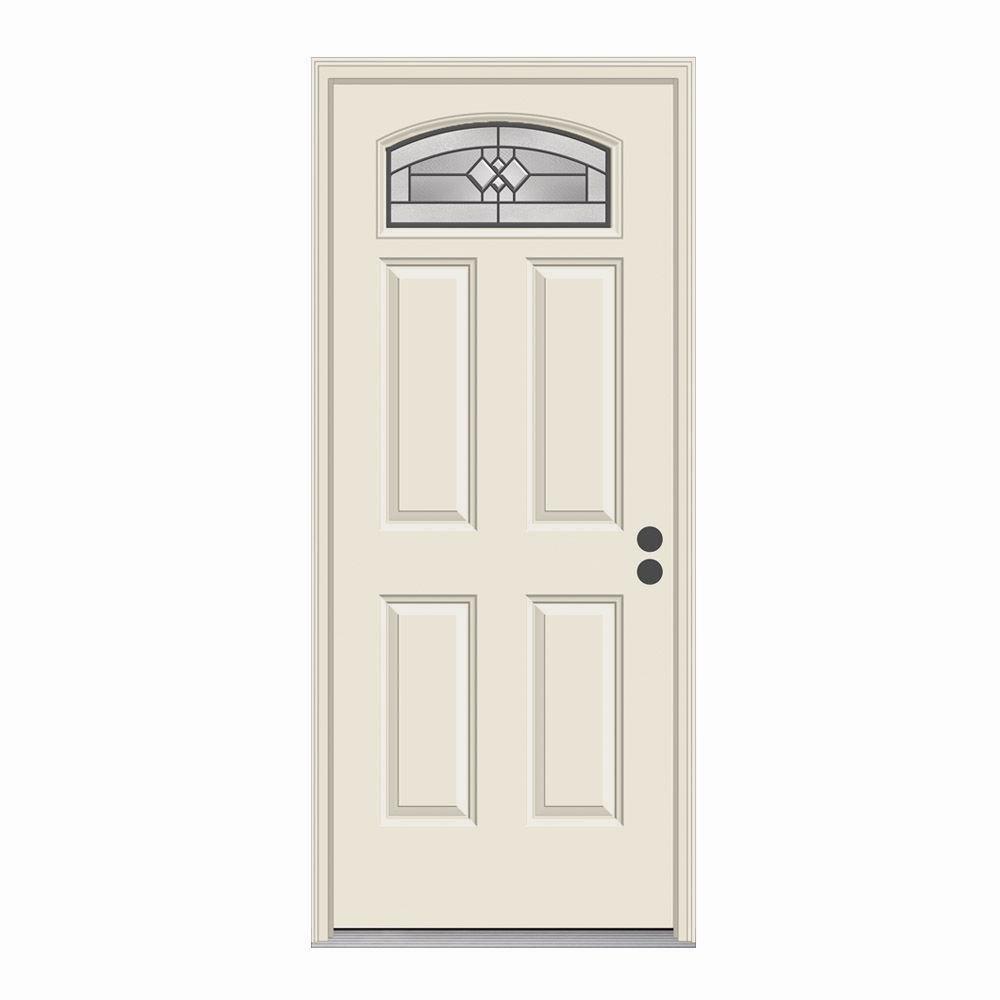 Jeld Wen 36 In X 80 In Camber Top Artesia Primed Steel Prehung Left Hand Inswing Front Door W