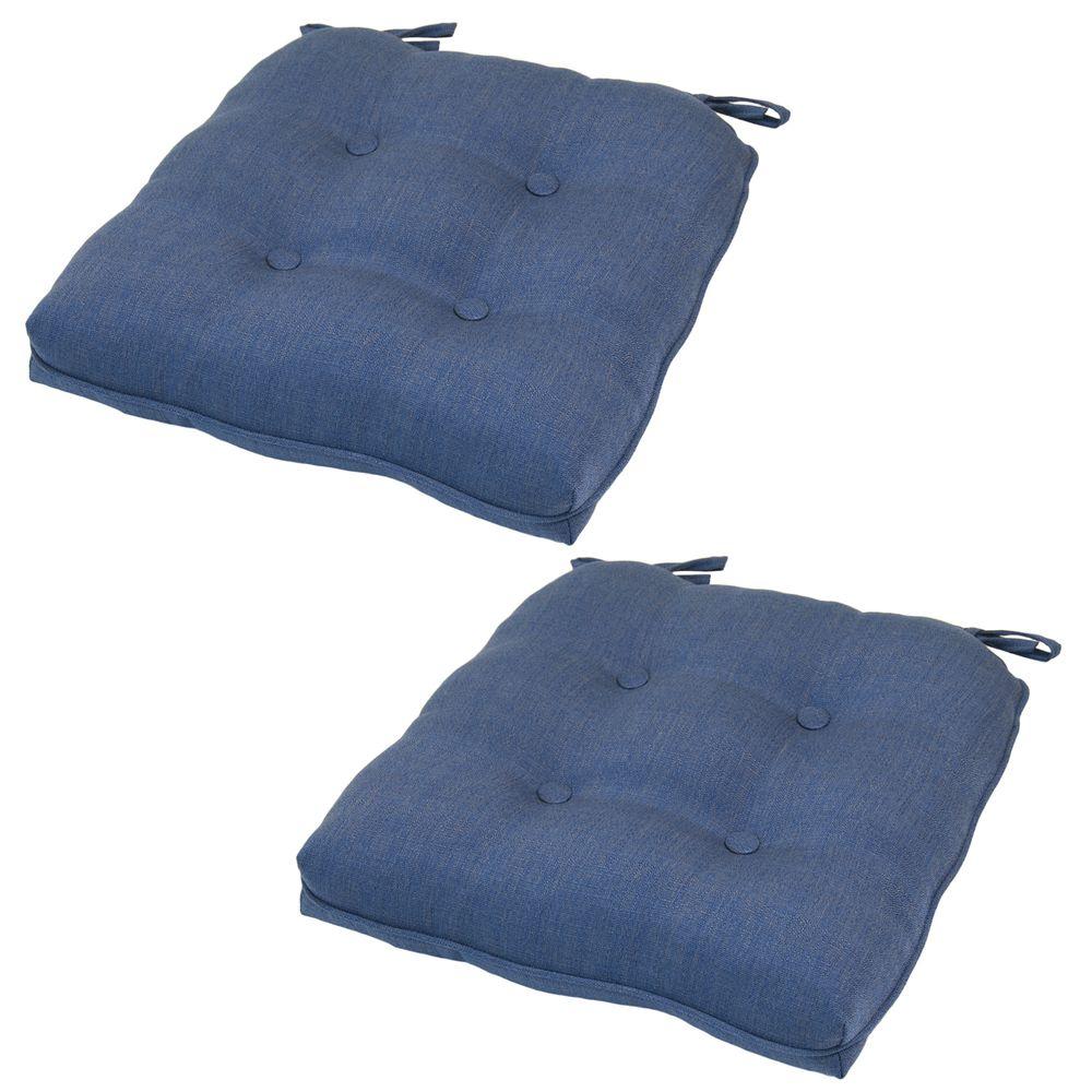 Tufted Hampton Bay Solid Outdoor Dining Chair Cushions 20 5 X Outdoor Chair Cushion In Standard Sky Blue 2 Pack