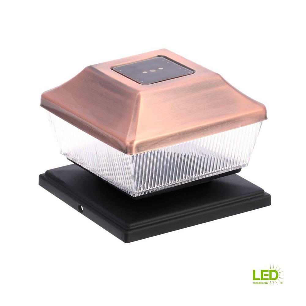 Deck Post Cap Lights Lighting Outdoor The Home Depot Solar Copper Outdoor Integrated Led Post Cap Deck Light 2 Pack