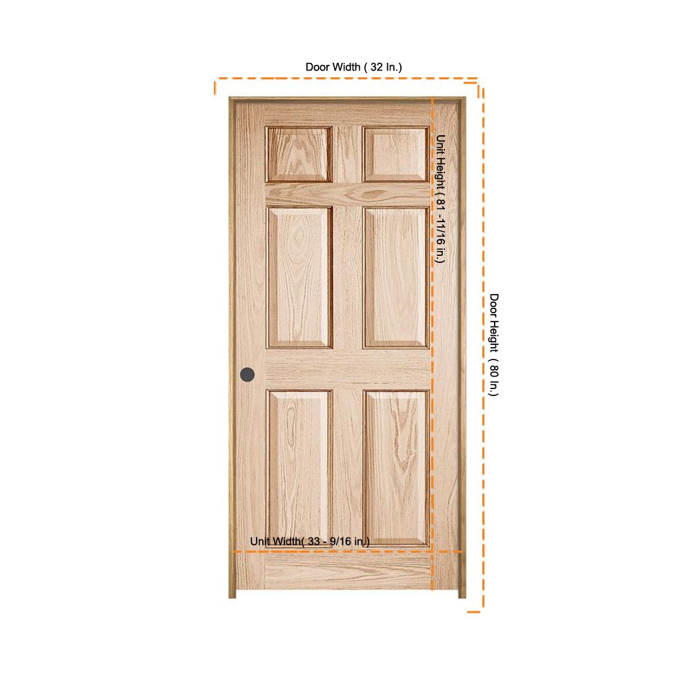 Jeld Wen 32 In X 80 In Oak Unfinished Right Hand 6 Panel Solid
