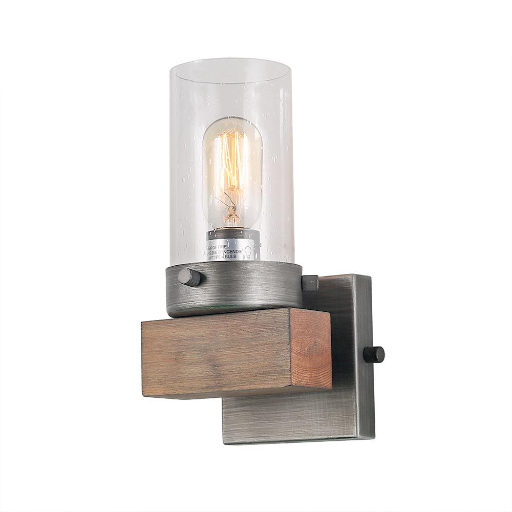 LNC 1Light Aged Silver Wood Vanity Lighting Bath LightA03343 The Home Depot