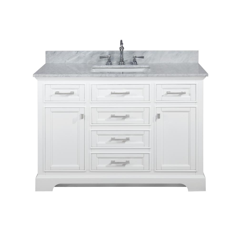 Design Element Milano 84 in. W x 22 in. D Bath Vanity in White with ...