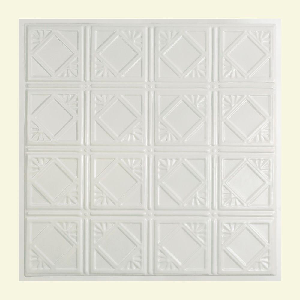 Fasade Cyclone 2 ft. x 2 ft. Layin Ceiling Tile in Matte WhiteL7701