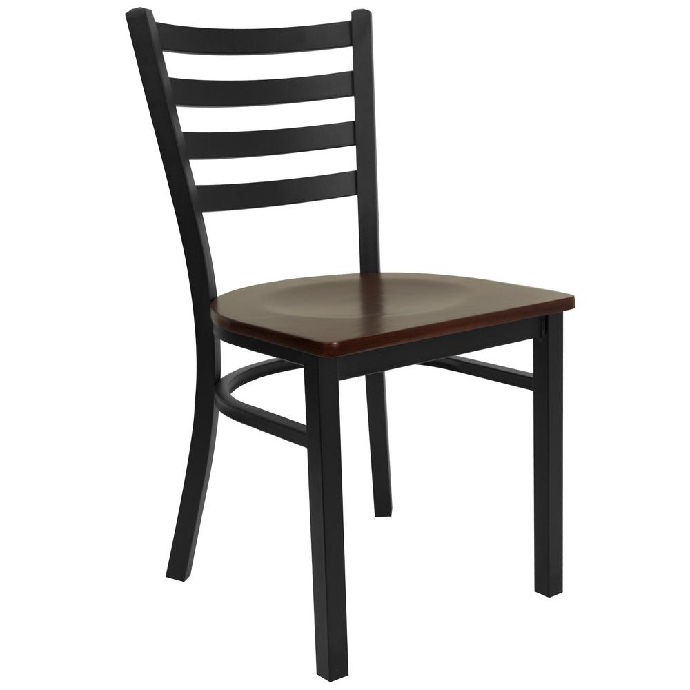Decorative 4 Square Back Metal Restaurant Barstool W Mahogany Wood Black Vinyl Home Garden Furniture Bar Stools
