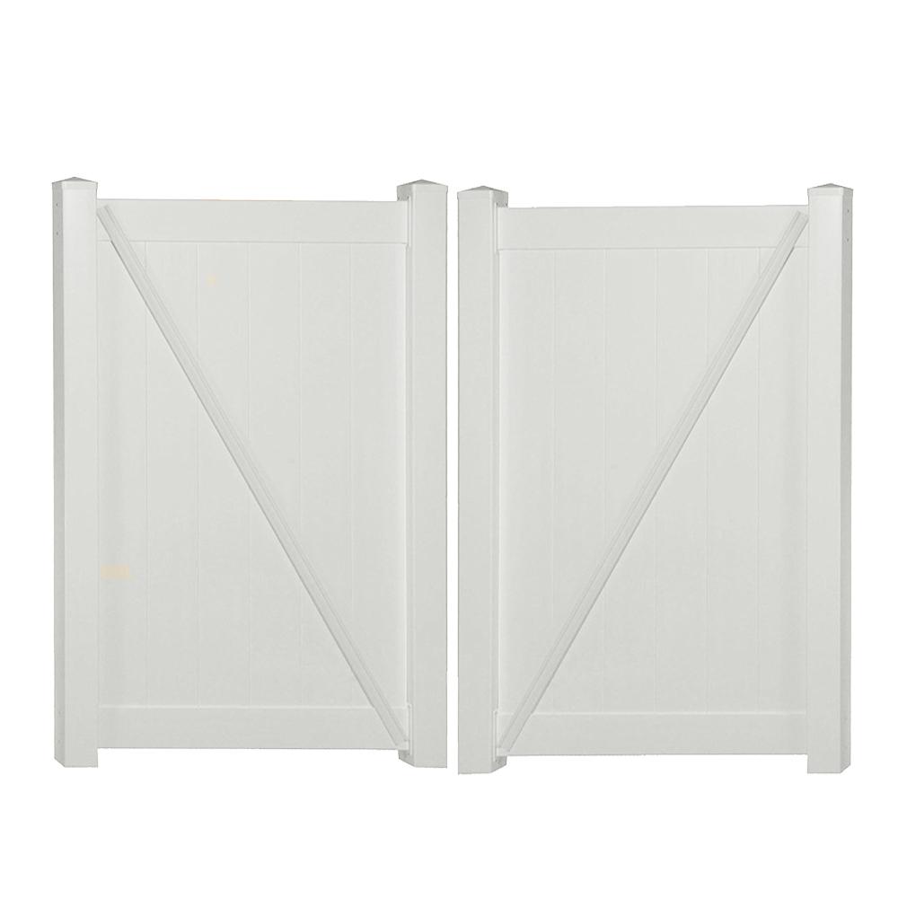 Weatherables Savannah 10 4 Ft W X 6 Ft H Gray Vinyl Privacy Double Fence Gate Dgpr T G 6x62 5 The Home Depot